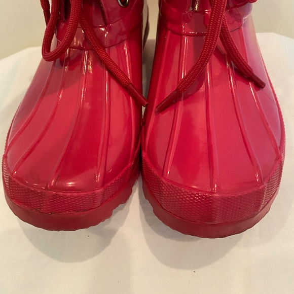 Corelli Kids Hot Pink Rain Boots / Tie Rubber Boots w Turquoise Lining Girls 3-4 - Picture 4 of 8
